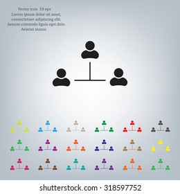 Three people connected in a network - symbol for download. Vector icons for video, mobile apps, Web sites and print projects.