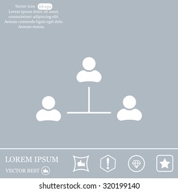 Three people connected in a network - symbol for download. Vector icons for video, mobile apps, Web sites and print projects.