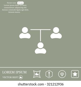 Three people connected in a network - symbol for download. Vector icons for video, mobile apps, Web sites and print projects.
