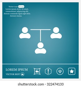 Three people connected in a network - symbol for download. Vector icons for video, mobile apps, Web sites and print projects.