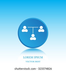 Three people connected in a network - symbol for download. Vector icons for video, mobile apps, Web sites and print projects.
