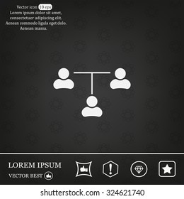 Three people connected in a network - symbol for download. Vector icons for video, mobile apps, Web sites and print projects.