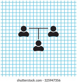 Three people connected in a network - symbol for download. Vector icons for video, mobile apps, Web sites and print projects.