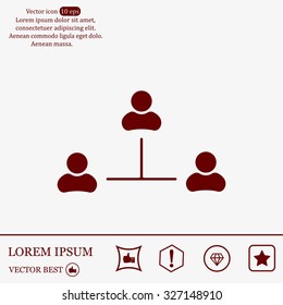 Three people connected in a network - symbol for download. Vector icons for video, mobile apps, Web sites and print projects.