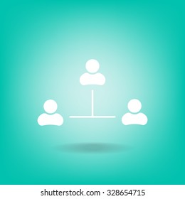 Three people connected in a network - symbol for download. Vector icons for video, mobile apps, Web sites and print projects.