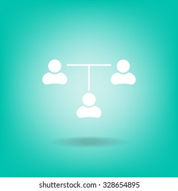 Three people connected in a network - symbol for download. Vector icons for video, mobile apps, Web sites and print projects.