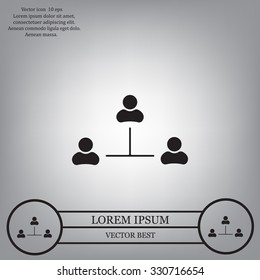 Three people connected in a network - symbol for download. Vector icons for video, mobile apps, Web sites and print projects.