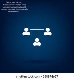 Three people connected in a network - symbol for download. Vector icons for video, mobile apps, Web sites and print projects.