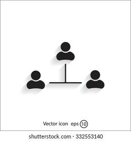 Three people connected in a network - symbol for download. Vector icons for video, mobile apps, Web sites and print projects.