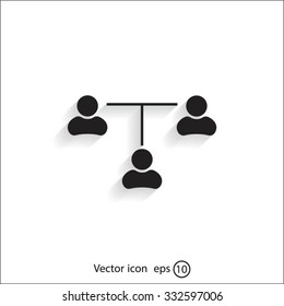 Three people connected in a network - symbol for download. Vector icons for video, mobile apps, Web sites and print projects.