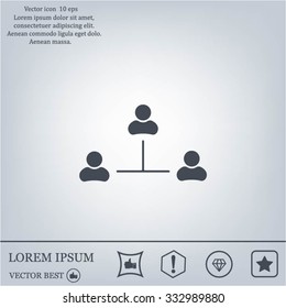 Three people connected in a network - symbol for download. Vector icons for video, mobile apps, Web sites and print projects.
