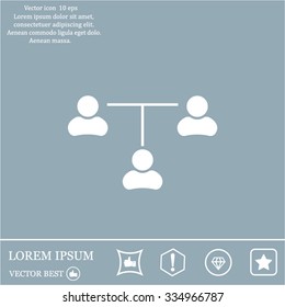 Three people connected in a network - symbol for download. Vector icons for video, mobile apps, Web sites and print projects.