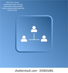 Three people connected in a network - symbol for download. Vector icons for video, mobile apps, Web sites and print projects.