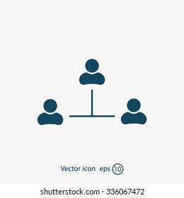 Three people connected in a network - symbol for download. Vector icons for video, mobile apps, Web sites and print projects.