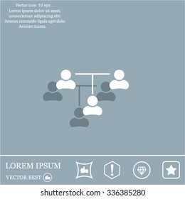 Three people connected in a network - symbol for download. Vector icons for video, mobile apps, Web sites and print projects.