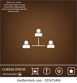 Three people connected in a network - symbol for download. Vector icons for video, mobile apps, Web sites and print projects.