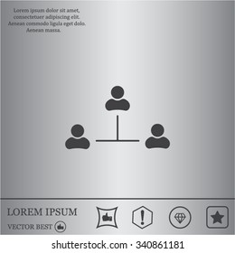Three people connected in a network - symbol for download. Vector icons for video, mobile apps, Web sites and print projects.