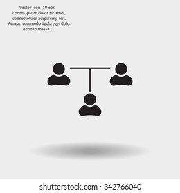 Three people connected in a network - symbol for download. Vector icons for video, mobile apps, Web sites and print projects.