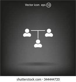 Three people connected in a network - symbol for download. Vector icons for video, mobile apps, Web sites and print projects.