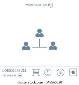 Three people connected in a network - symbol for download. Vector icons for video, mobile apps, Web sites and print projects.