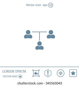 Three people connected in a network - symbol for download. Vector icons for video, mobile apps, Web sites and print projects.