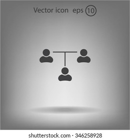Three people connected in a network - symbol for download. Vector icons for video, mobile apps, Web sites and print projects.