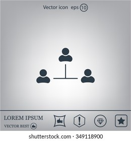 Three people connected in a network - symbol for download. Vector icons for video, mobile apps, Web sites and print projects.