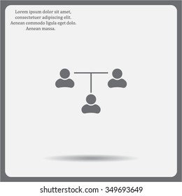 Three people connected in a network - symbol for download. Vector icons for video, mobile apps, Web sites and print projects.