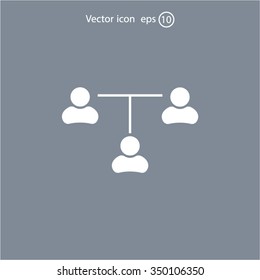 Three people connected in a network - symbol for download. Vector icons for video, mobile apps, Web sites and print projects.