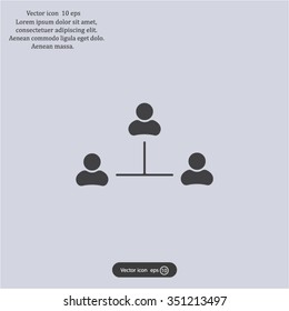 Three people connected in a network - symbol for download. Vector icons for video, mobile apps, Web sites and print projects.