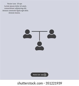 Three people connected in a network - symbol for download. Vector icons for video, mobile apps, Web sites and print projects.