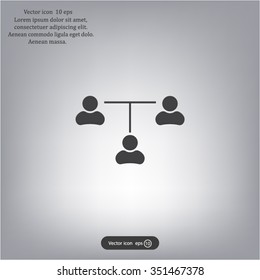 Three people connected in a network - symbol for download. Vector icons for video, mobile apps, Web sites and print projects.