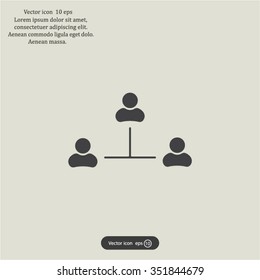 Three people connected in a network - symbol for download. Vector icons for video, mobile apps, Web sites and print projects.