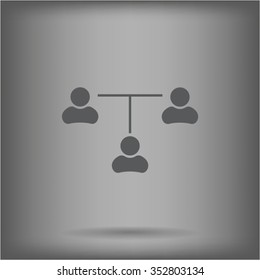 Three people connected in a network - symbol for download. Vector icons for video, mobile apps, Web sites and print projects.