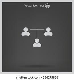 Three people connected in a network - symbol for download. Vector icons for video, mobile apps, Web sites and print projects.