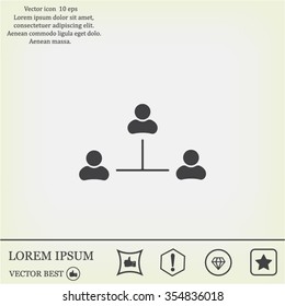 Three people connected in a network - symbol for download. Vector icons for video, mobile apps, Web sites and print projects.