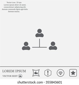 Three people connected in a network - symbol for download. Vector icon