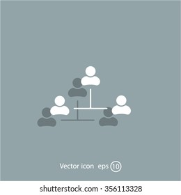 Three people connected in a network - symbol for download. Vector icons for video, mobile apps, Web sites and print projects.