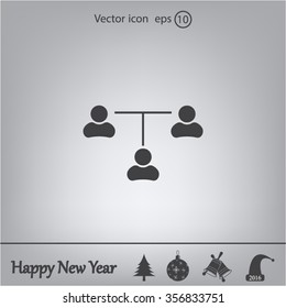 Three people connected in a network - symbol for download. Vector icons for video, mobile apps, Web sites and print projects.