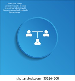 Three people connected in a network - symbol for download. Vector icons for video, mobile apps, Web sites and print projects.