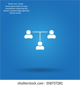 Three people connected in a network - symbol for download. Vector icons for video, mobile apps, Web sites and print projects.
