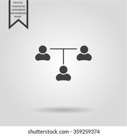 Three people connected in a network - symbol for download. Vector icons for video, mobile apps, Web sites and print projects.