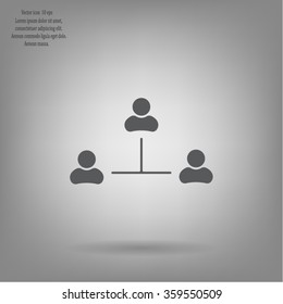 Three people connected in a network - symbol for download. Vector icons for video, mobile apps, Web sites and print projects.