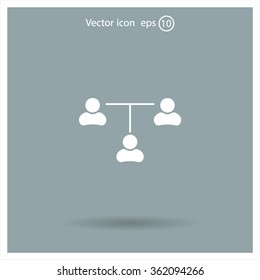 Three people connected in a network - symbol for download. Vector icons for video, mobile apps, Web sites and print projects.