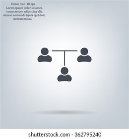 Three people connected in a network - symbol for download. Vector icons for video, mobile apps, Web sites and print projects.