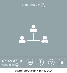 Three people connected in a network - symbol for download. Vector icons for video, mobile apps, Web sites and print projects.