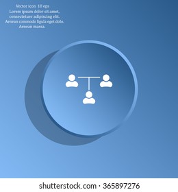 Three people connected in a network - symbol for download. Vector icons for video, mobile apps, Web sites and print projects.
