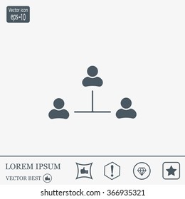 Three people connected in a network - symbol for download. Vector icons for video, mobile apps, Web sites and print projects.