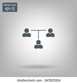 Three people connected in a network - symbol for download. Vector icons for video, mobile apps, Web sites and print projects.