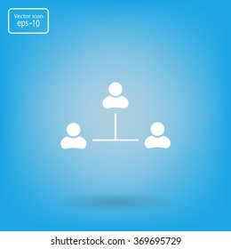 Three people connected in a network - symbol for download. Vector icons for video, mobile apps, Web sites and print projects.